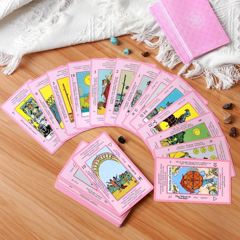 Myripoly Store Pink Tarot Cards Deck Set for Beginners with Meanings On Them-Tarot Card with Guidebook-(Free Velvet Tarot Bag Pouch) - Image 3